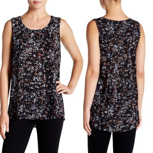 Pleione Sleeveless Printed Pleat Back Blouse - Picture 1 of 7